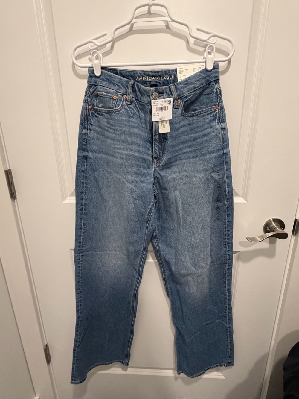American Eagle NWT Curvy Super High Rise Baggy Straight Jeans 6 Long 28W